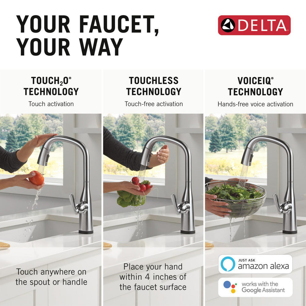 Delta Stryke Touchless Kitchen Pulldown Faucet with Voice AR - 9176TLV
