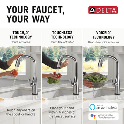 Delta Stryke Touchless Kitchen Pulldown Faucet with Voice AR - 9176TLV