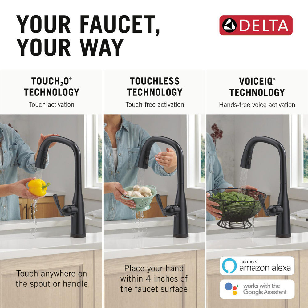 Delta Stryke Touchless Kitchen Pulldown Faucet with Voice AR - 9176TLV