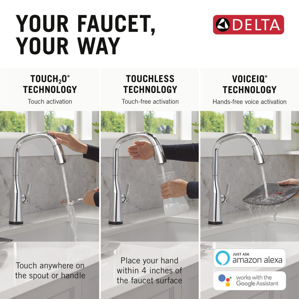 Delta Stryke Touchless Kitchen Pulldown Faucet with Voice AR - 9176TLV