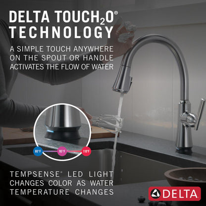 Delta Coranto Single Handle Pull-Down Kitchen Faucet with Touch2O Technology - 9179T