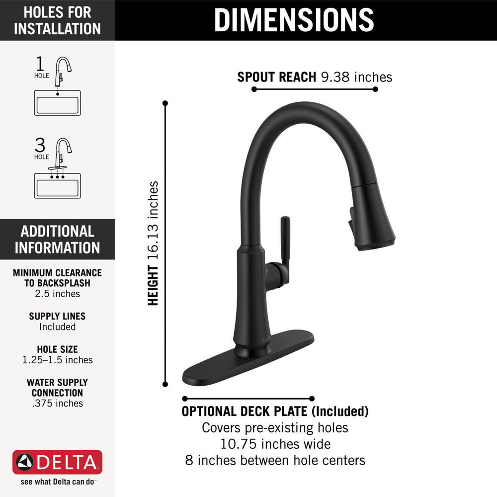 Delta Coranto Single Handle Pull-Down Kitchen Faucet with Touch2O Technology - 9179T