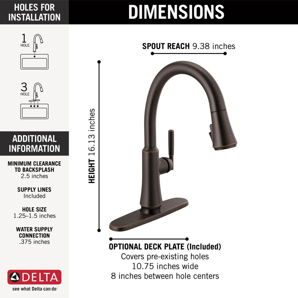 Delta Coranto Single Handle Pull-Down Kitchen Faucet with Touch2O Technology - 9179T