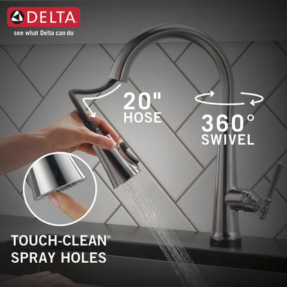 Delta Emmeline Single Handle Pull-Down Kitchen Faucet with Touch2O Technology - 9182T