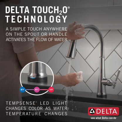 Delta Emmeline Single Handle Pull-Down Kitchen Faucet with Touch2O Technology - 9182T