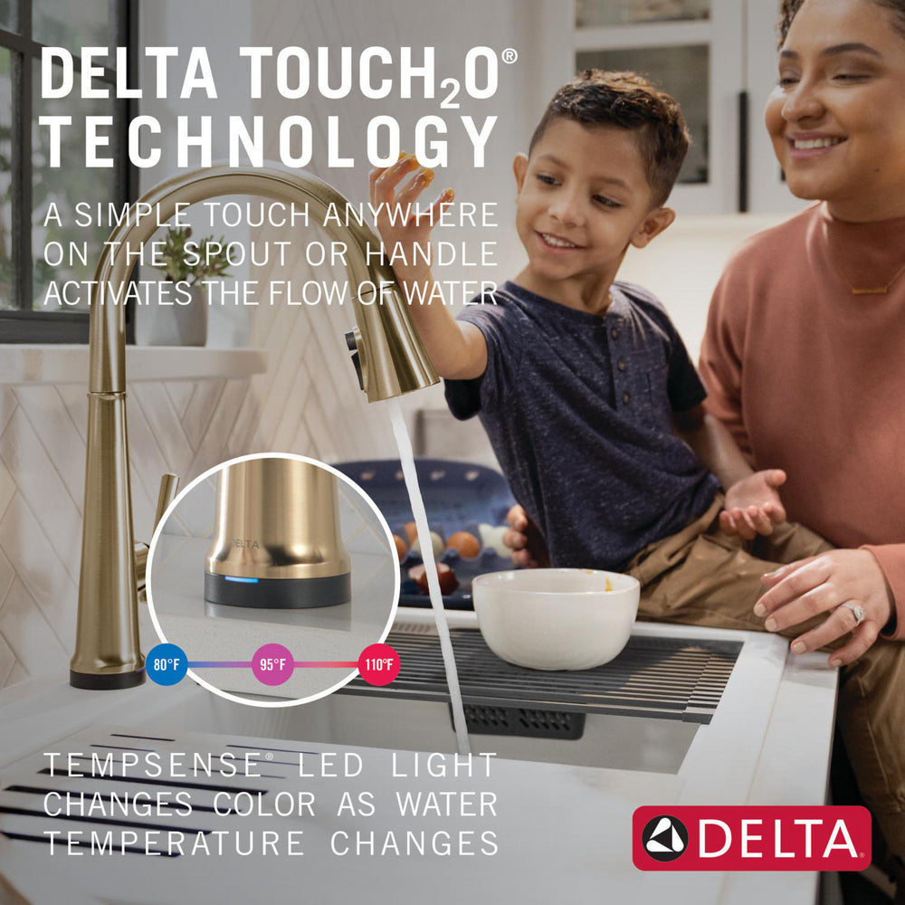 Delta Emmeline Single Handle Pull-Down Kitchen Faucet with Touch2O Technology - 9182T