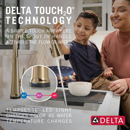 Delta Emmeline Single Handle Pull-Down Kitchen Faucet with Touch2O Technology - 9182T