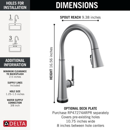 Delta Emmeline Touchless Pulldown Kitchen Faucet - 9182TL