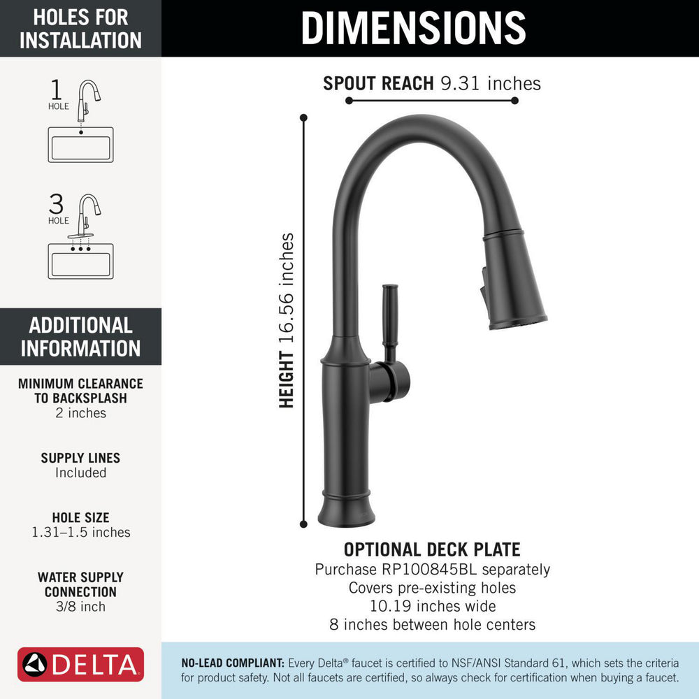 Delta Renaldi Single Handle Pull-Down Kitchen Faucet - 9184