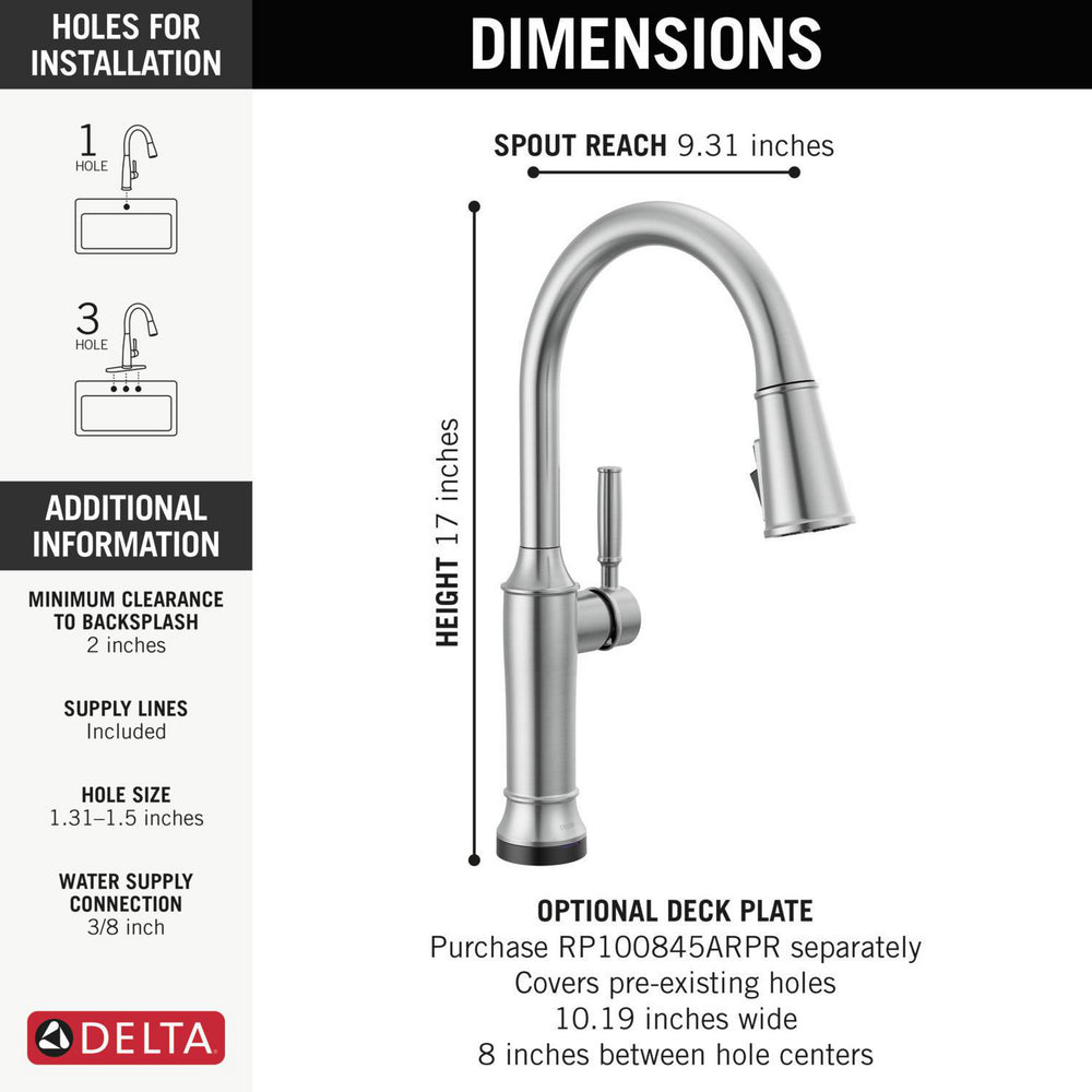 Delta Renaldi Touch2O Kitchen Faucet with Touchless Technology - 9184TL
