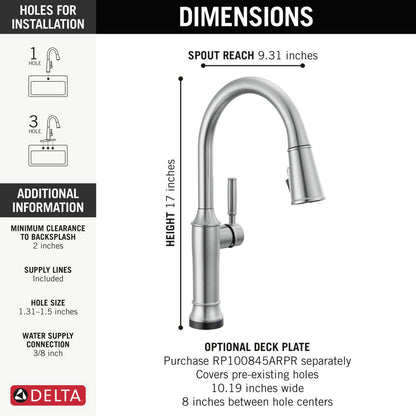 Delta Renaldi Touch2O Kitchen Faucet with Touchless Technology - 9184TL