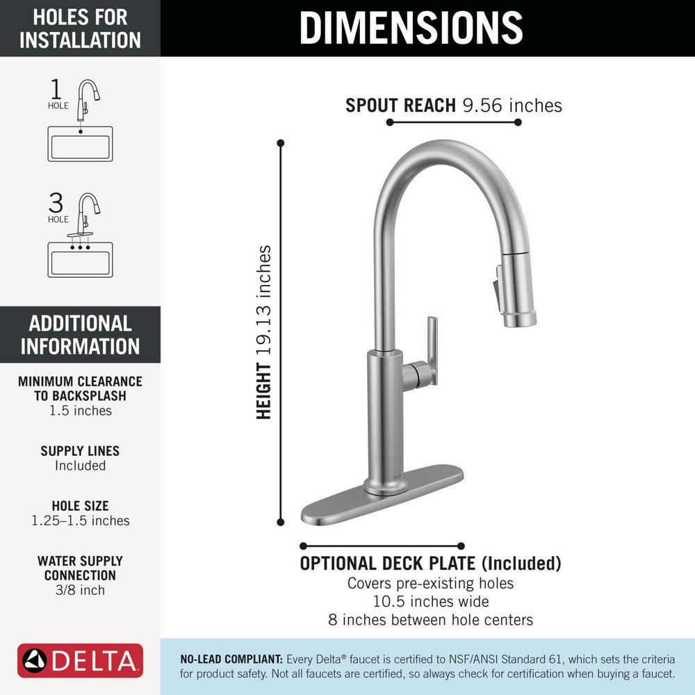 Delta Altado Pulldown Kitchen Faucet - 9186-DST
