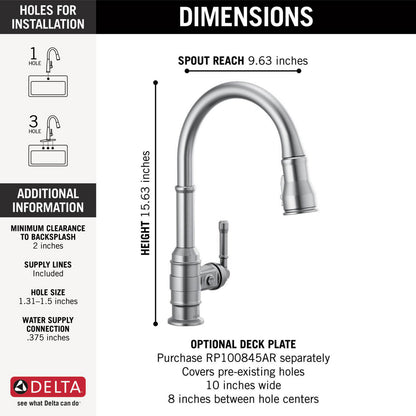 Delta Broderick Single Handle Pull-Down Kitchen Faucet - 9190