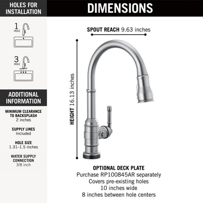 Delta Broderick Touchless Pulldown Kitchen Faucet - 9190TL