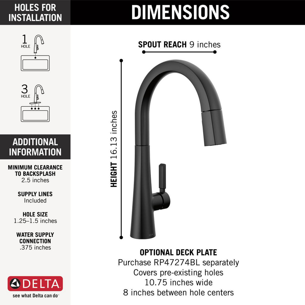Delta Monrovia Single Handle Pull-Down Kitchen Faucet - 9191