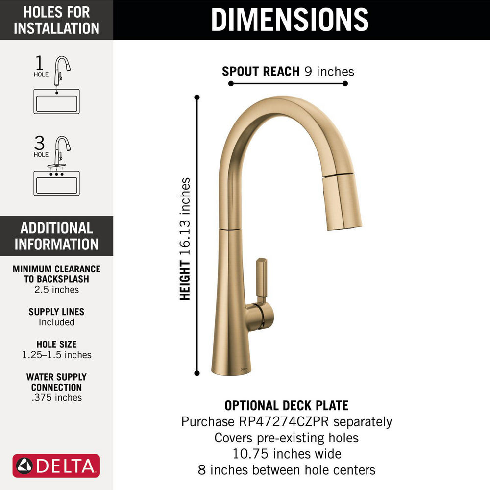 Delta Monrovia Single Handle Pull-Down Kitchen Faucet - 9191