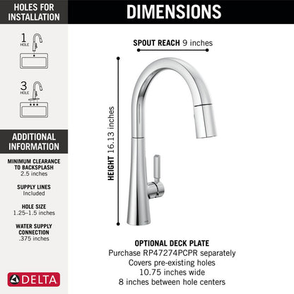 Delta Monrovia Single Handle Pull-Down Kitchen Faucet - 9191