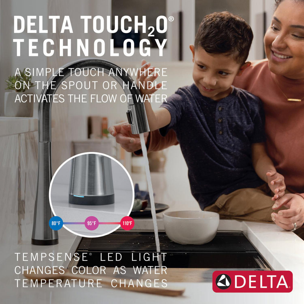 Delta Monrovia Single Handle Pull-Down Kitchen Faucet With Touch2O Technology - 9191T
