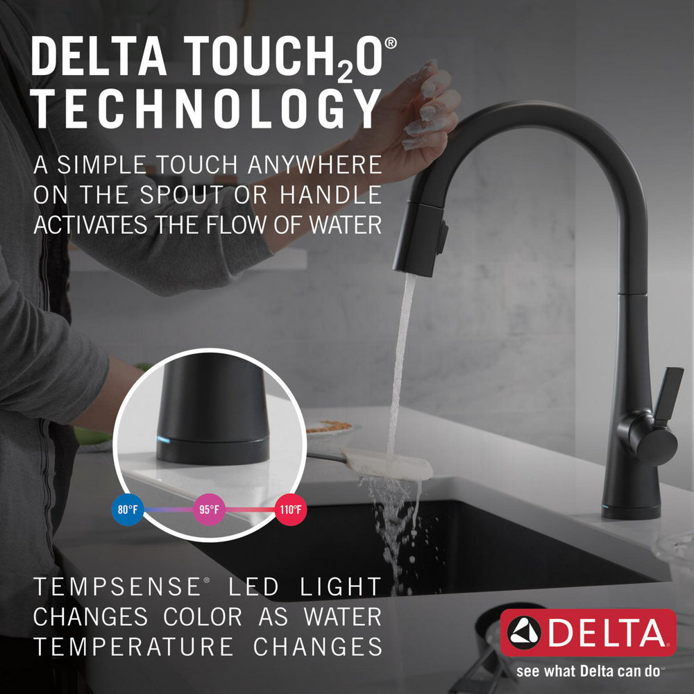Delta Monrovia Single Handle Pull-Down Kitchen Faucet With Touch2O Technology - 9191T