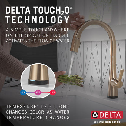 Delta Monrovia Single Handle Pull-Down Kitchen Faucet With Touch2O Technology - 9191T