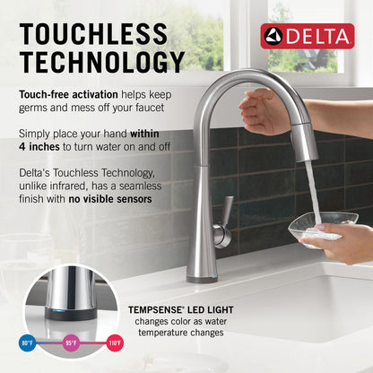 Delta Monrovia Pulldown Touchless Kitchen Faucet – 9191TL