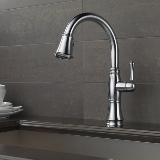Delta Cassidy Single Handle Pull-Down Kitchen Faucet with ShieldSpray Technology - 9197