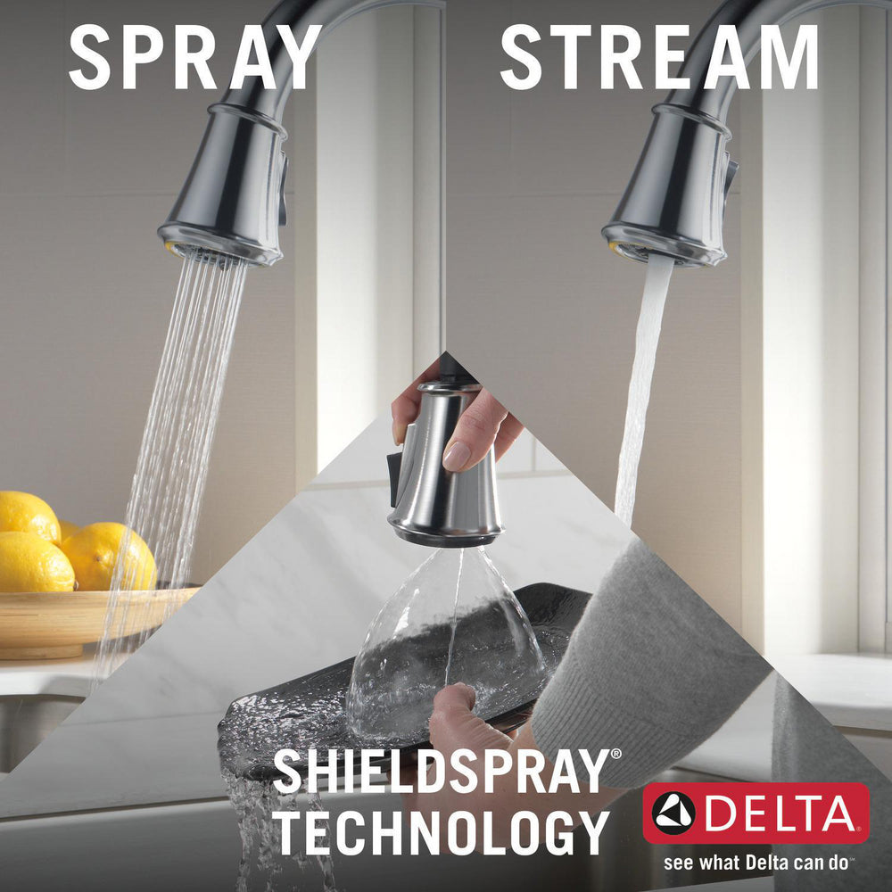 Delta Cassidy Single Handle Pull-Down Kitchen Faucet with ShieldSpray Technology - 9197