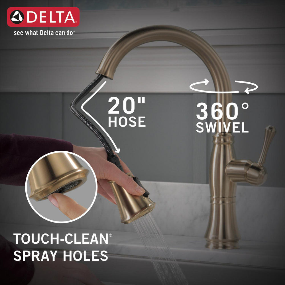 Delta Cassidy Single Handle Pull-Down Kitchen Faucet with ShieldSpray Technology - 9197