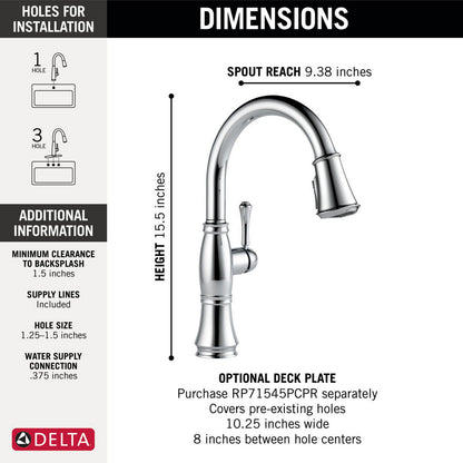 Delta Cassidy Single Handle Pull-Down Kitchen Faucet with ShieldSpray Technology - 9197