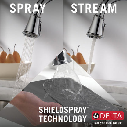 Delta Cassidy Single Handle Pull-Down Kitchen Faucet with ShieldSpray Technology - 9197