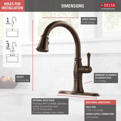 Delta Cassidy Single Handle Pull-Down Kitchen Faucet with ShieldSpray Technology - 9197