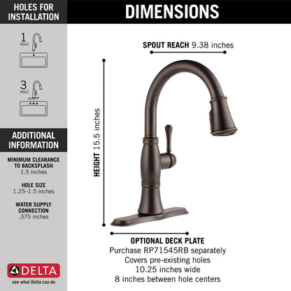 Delta Cassidy Single Handle Pull-Down Kitchen Faucet with ShieldSpray Technology - 9197