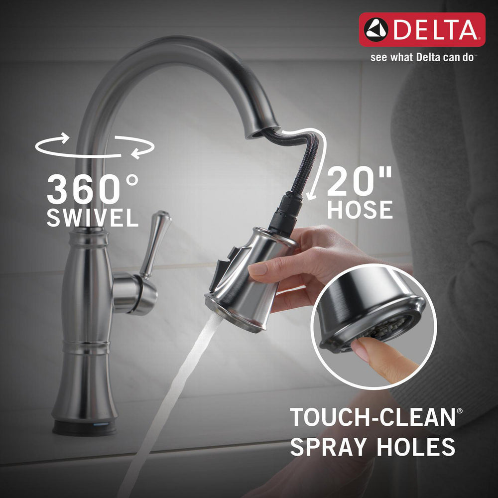 Delta Cassidy Single Handle Pull-Down Kitchen Faucet with Touch2O and ShieldSpray Technologies - 9197T