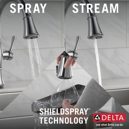 Delta Cassidy Single Handle Pull-Down Kitchen Faucet with Touch2O and ShieldSpray Technologies - 9197T