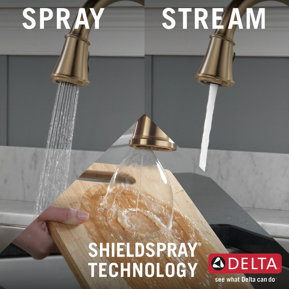 Delta Cassidy Single Handle Pull-Down Kitchen Faucet with Touch2O and ShieldSpray Technologies - 9197T