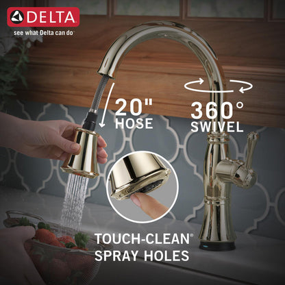 Delta Cassidy Single Handle Pull-Down Kitchen Faucet with Touch2O and ShieldSpray Technologies - 9197T
