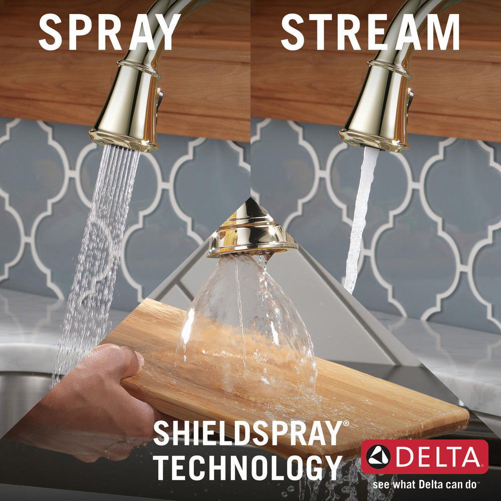 Delta Cassidy Single Handle Pull-Down Kitchen Faucet with Touch2O and ShieldSpray Technologies - 9197T