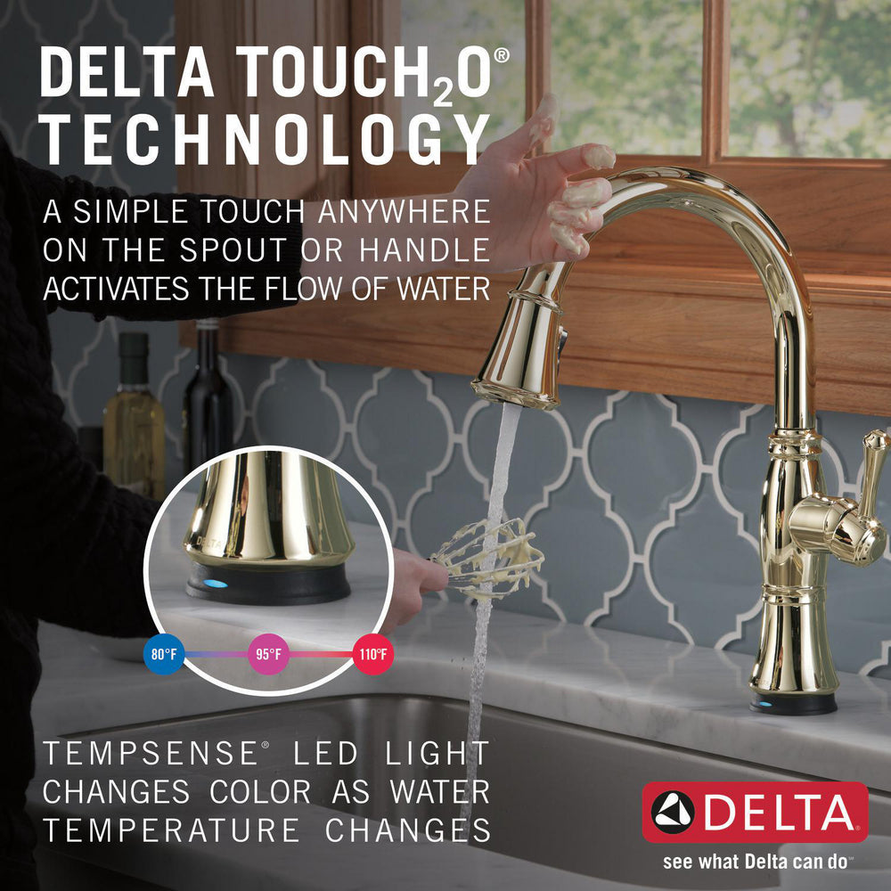 Delta Cassidy Single Handle Pull-Down Kitchen Faucet with Touch2O and ShieldSpray Technologies - 9197T