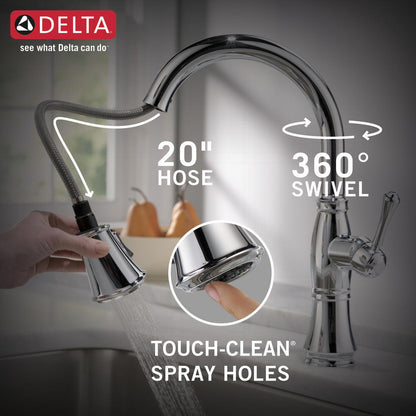 Delta Cassidy Single Handle Pull-Down Kitchen Faucet with Touch2O and ShieldSpray Technologies - 9197T