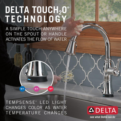 Delta Cassidy Single Handle Pull-Down Kitchen Faucet with Touch2O and ShieldSpray Technologies - 9197T