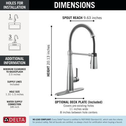 Delta Essa Single-Handle Pull-Down Spring Kitchen Faucet - 9613