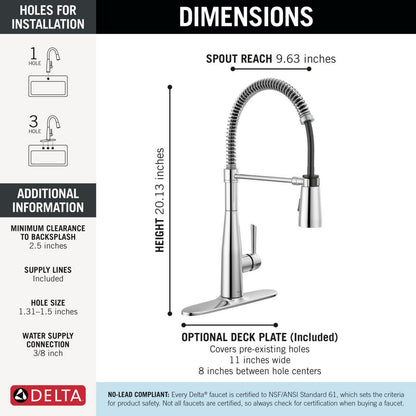 Delta Essa Single-Handle Pull-Down Spring Kitchen Faucet - 9613