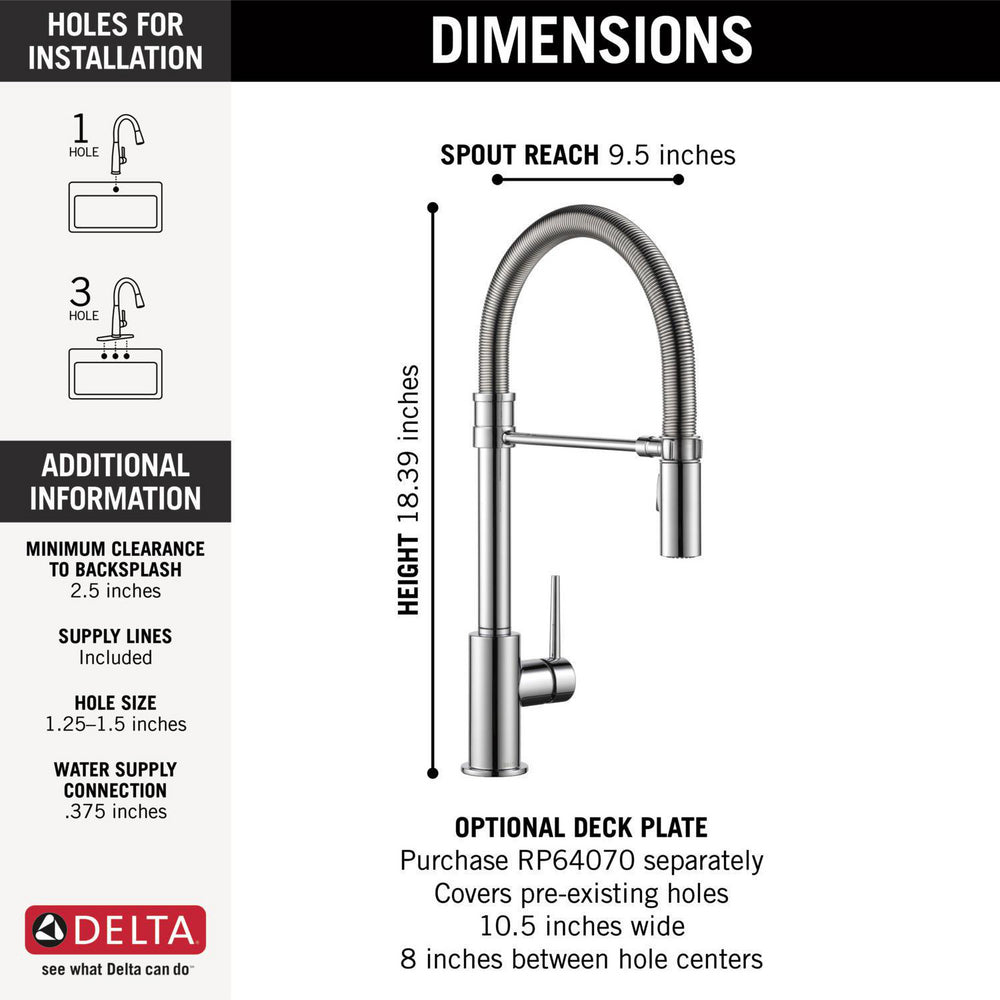 Delta Trinsic Single-Handle Pull-Down Spring Kitchen Faucet - 9659