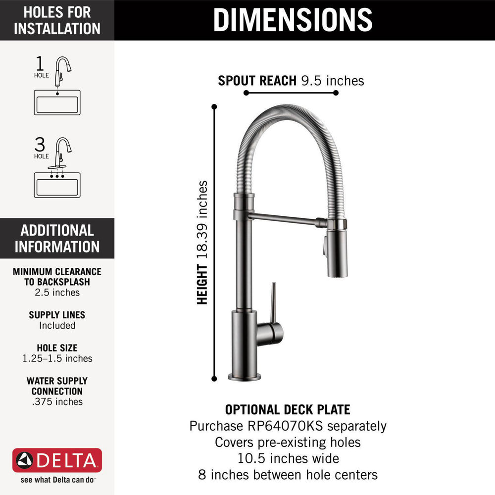 Delta Trinsic Single-Handle Pull-Down Spring Kitchen Faucet - 9659