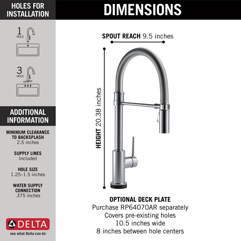 Delta Trinsic Single-Handle Pull-Down Spring Kitchen Faucet with Touch2O Technology - 9659T