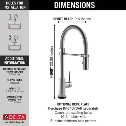 Delta Trinsic Single-Handle Pull-Down Spring Kitchen Faucet with Touch2O Technology - 9659T