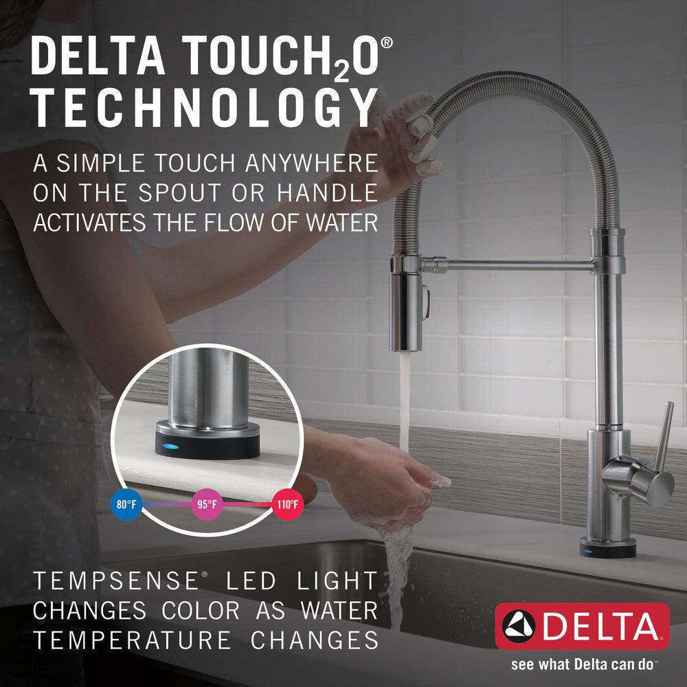 Delta Trinsic Single-Handle Pull-Down Spring Kitchen Faucet with Touch2O Technology - 9659T
