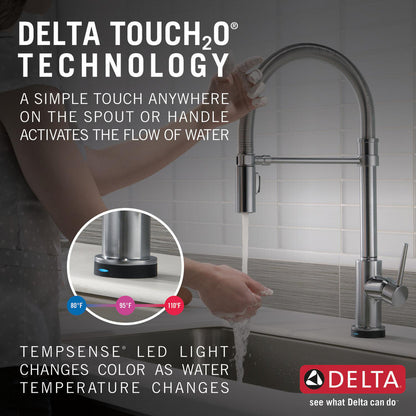 Delta Trinsic Single-Handle Pull-Down Spring Kitchen Faucet with Touch2O Technology - 9659T