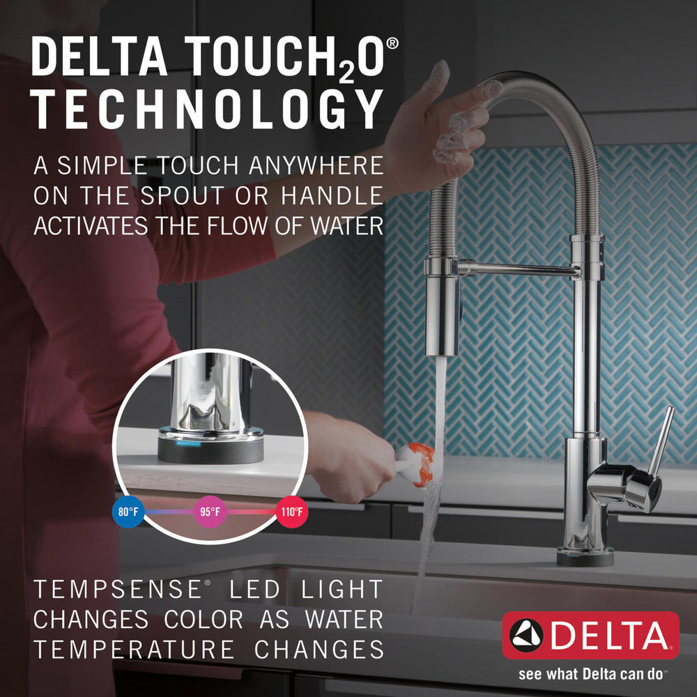 Delta Trinsic Single-Handle Pull-Down Spring Kitchen Faucet with Touch2O Technology - 9659T