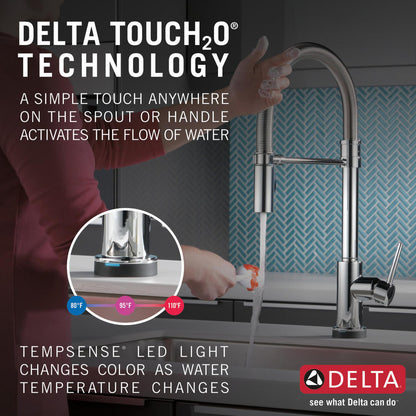 Delta Trinsic Single-Handle Pull-Down Spring Kitchen Faucet with Touch2O Technology - 9659T